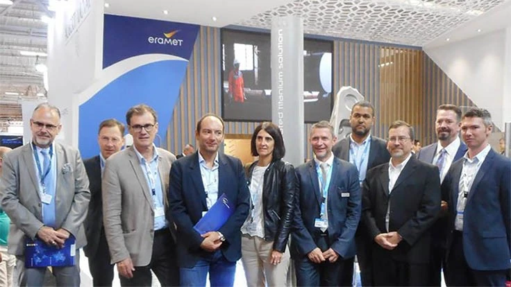 Representatives from IRT Saint Exupery, Aubert & Duval, Airbus, and Sciaky, Inc. during the 2019 Paris Air Show.