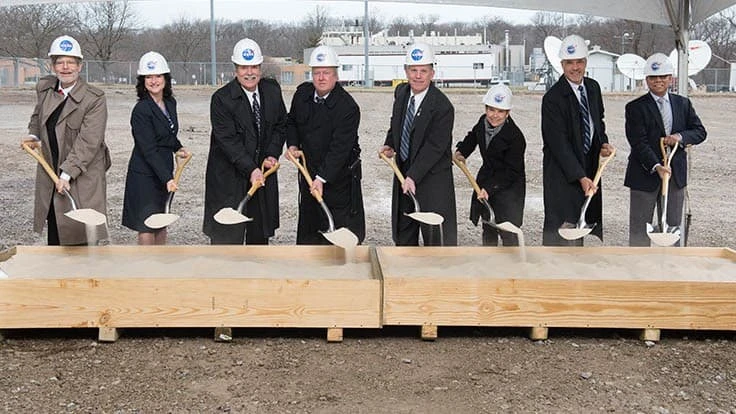 NASA Glenn Research Center senior leaders break ground on the new Aerospace Communications Facility. 
