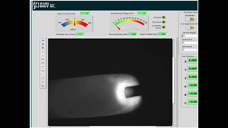 Screenshot from Sciaky EBAM's IRISS adaptive control system.