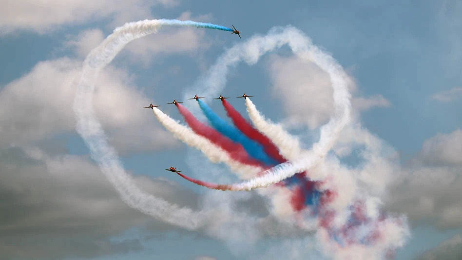 The RAF Red Arrows are an audience favorite.