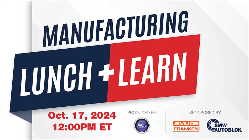 Banner image with text reading Manufacturing Lunch + Learn
