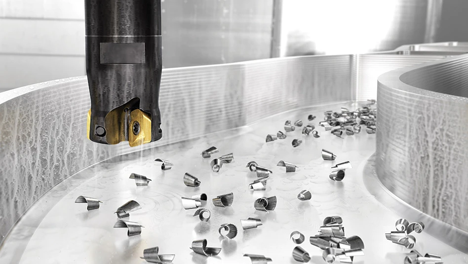 High-feed indexable mills such as the CoroMill MH20 from Sandvik Coromant are solutions for milling closed-pocket features.