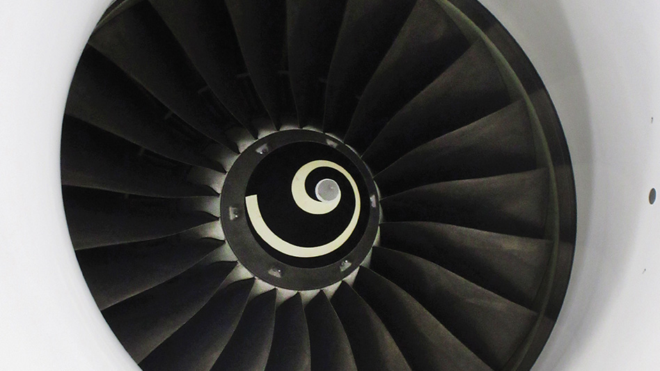 Test stand with bell mouth adapter installed on an IAE V2500 engine at LTES.