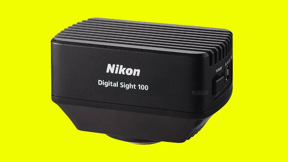 black device against a yellow background