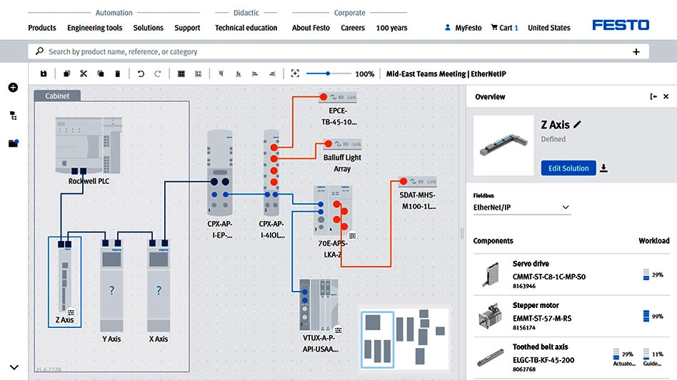 screen view of configurator app