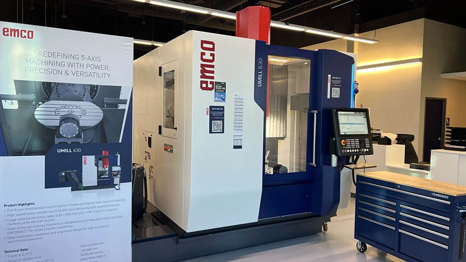 display with cnc machine tool, banner, tool chest