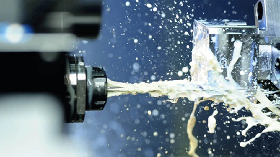 coolant flowing from cutting tool drill