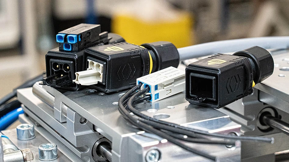 electrical connectors spread out on a piece of equipment