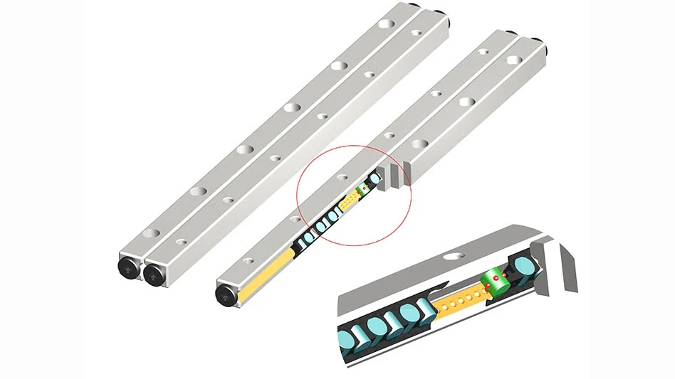 two sliding bearings with detail circled and enlarged